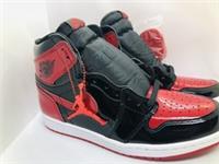 Nike Air Jordan Offspring OG High Tops UK 8 Black Red Patent Bred Trainers US 9