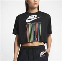 Nike Womens Shirt Black M Cropped Graphic Casual Gym Training 847626-010 - M Regular