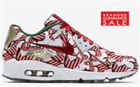 BNIB New Women Nike Nike Air Max 90 QS Red Gold White Christmas Ribbon Size 6