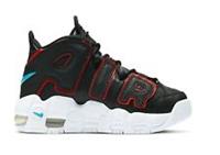 Original Unisex Boys Girls Nike Air More Uptempo Trainers Black Red DJ4610 001
