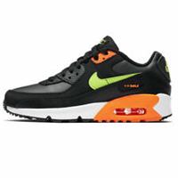 Original Unisex Kids Nike Air Max 90 (GS) Black Green Orange Trainers CV9643 001