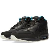 Original Mens Nike Air Max 1 Mid FB Black Turqouise Trainers 685192 002