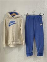Nike Swoosh Girls Tracksuit Cream / Blue Size 6-7 Years BNWT