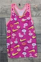 Nike SwimTop Girls Age 5 To 6 Years Racer Back Pool Party Unicorn Doughnut Pink