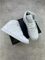 Nike Air Jordan 1 Mid GS | White/White-White | 554725-136 | FAST SHIPPING ✅
