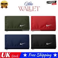 Nike Unisex Dri-Fit Wallet | Swoosh Logo Card Holder Cash Coin Zip Purse Black