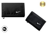 Nike ✅ Unisex Wallet Swoosh Dri-FIT Bifold Card Holder Coin Zip Purse Black