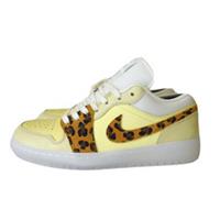 Nike Air Jordan 1 Low Trainers Snkrs Day UK 7.5 Leopard Print Lemon Drop
