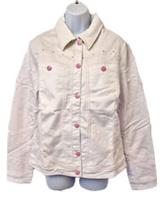 Nike Womens Denim Jacket - White/Pink - Size XL