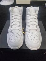 NIKE TRAINERS AIR JORDAN 1 MID GS TRIPLE WHITE SIZE UK4.5 US5Y EUR37.5