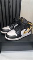 Nike Air Jordan 1 Mid Black Yellow White Trainers Size UK 6 Womens Leather High