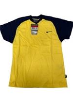 Boys Nike Swoosh Yellow Blue T-Shirt Cotton Large New Tags IAW001