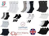 Nike Socks 3,6 Pairs Lightweight Crew Ankle No-show Men Women Sport Cotton Socks - Medium UK 5-8 EU 38-42 Regular