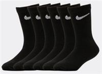 NEW Nike Children's Black Crew Cotton Socks Kids Junior - 6 Pairs