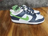 Nike Dunk Low leather trainers 10 UK Dark Blue Grey Mean Green 309431 031