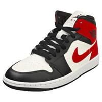 Nike Air Jordan 1 Mid Womens Fashion Trainers in Black White Red