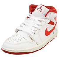 Nike Air Jordan 1 Mid Se Mens White Red Trainers