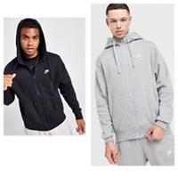 NIKE MEN'S ZIP UP BLACK & GREY FLEECE HOODIES PULLOVER SWEATSHIRTS JUMPERS S-XL - S to XL Regular