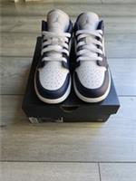 NIKE Air Jordan 1 Low Sneakers 553560141 White Grey Navy UK 4.5 EU 37 New Boxed
