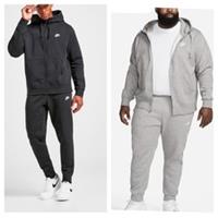 Nike Mens Sportswear French Terry Tracksuit Hoodie and Bottoms Set Black & Grey - S To XL Regular