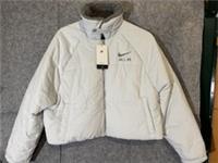 Nike Air Therma-Fit Womens XL Corduroy Winter Puffer Jacket Grey/Off White - XL Regular