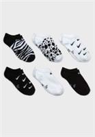 Nike Everyday Youth No Show Printed Socks 6 Pack Unisex Size 5-8 - DA2407 902