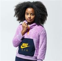 NIKE AIR SHERPA POLAR PULLOVER HOODIE YOUNG GIRLS' UK S - CU8550 589