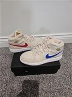 Nike Air Jordan 1 Mid GS Kids 4.5Y Fleece Pearl White Shoes Sneakers DO2207-264