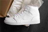 Nike Trainers White UK 9 Air Jordan 1 Leather Mid Premium Pebble