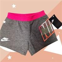 Nike Girls Graphic Logo Shorts, 6 Yrs- Summer Shorts- Grey & Neon Pink - BNWT