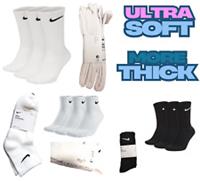 Nike Men's Women Socks 3 Pairs Crew Everyday Cushioned Cotton Sports Gym Socks - L Regular