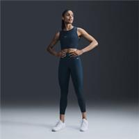 New NIKE Pro Women's MID RISE 7/8 Mesh PANELLED Blue GYM LEGGINGS Size Medium