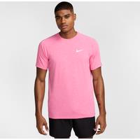 Nike Men's Heathered Short-Sleeve Hydroguard Swimming Top - Pink - Polyester