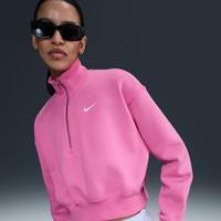 Nike Sportswear Phoenix Fleece Women's 1/4-Zip Cropped Sweatshirt - Pink - Cotton/Polyester