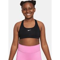 Nike Swoosh Girls' Sports Bra (Extended Size) - Black - Polyester/Elastane
