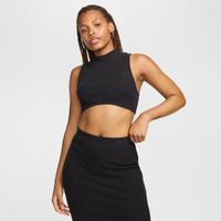 Nike Sportswear Chill Rib Women's Tight Mock-Neck Cropped Tank Top - Black - Rayon/Acrylic/Cotton