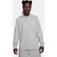 Nike Club Men's Long-Sleeve Knit Polo - Grey - Cotton