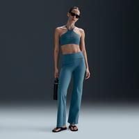 Nike One Women's Dri-FIT High-Waisted Fold-Over Trousers - Blue - Polyester/Elastane