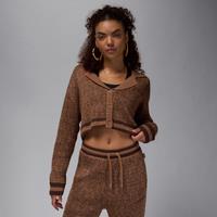 Nike Air Jordan Women's Knit Cardigan - Brown - Acrylic/Lyocell/Linen/Elastane/Nylon