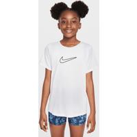 Nike One Fitted Older Kids' (Girls') Dri-FIT Short-Sleeve Top - White - Polyester