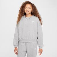 Nike Sportswear Club Fleece Girls' Boxy Crew-Neck Sweatshirt - Grey - Cotton/Polyester