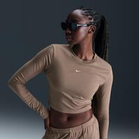 Nike Sportswear Chill Knit Women's Slim Long-Sleeve Cropped Top - Brown - Modal/Cotton/Elastane