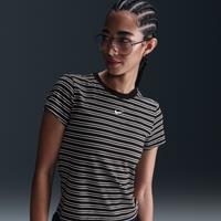Nike Sportswear Chill Knit Women's Slim Striped T-Shirt - Black - Modal/Cotton/Elastane