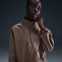Nike Sportswear Collection Women's Oversized Twill 1/4-Zip Top - Brown - Cotton/Polyester/Elastane