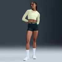 Nike Pro Women's Mid-Rise 7.5cm (approx.) Mesh-Panelled Biker Shorts - Blue - Polyester/Elastane