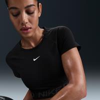 Nike Pro Women's Dri-FIT Short-Sleeve Cropped Graphic Top - Black - Polyester/Elastane