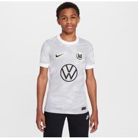 VfL Wolfsburg 2025/2026 Stadium Away Older Kids' Nike Dri-FIT Football Replica Short-Sleeve Top - White - Polyester