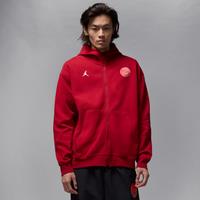 Paris Saint-Germain Hoop Fleece Men's Dri-FIT Full-Zip Hoodie - Red - Cotton/Polyester