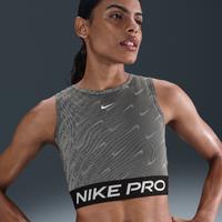 Nike Pro Women's Dri-FIT Cropped Printed Tank Top - Black - Polyester/Elastane