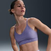 Nike Indy Light-Support Women's Padded Floral Sports Bra - Purple - Polyester/Elastane
